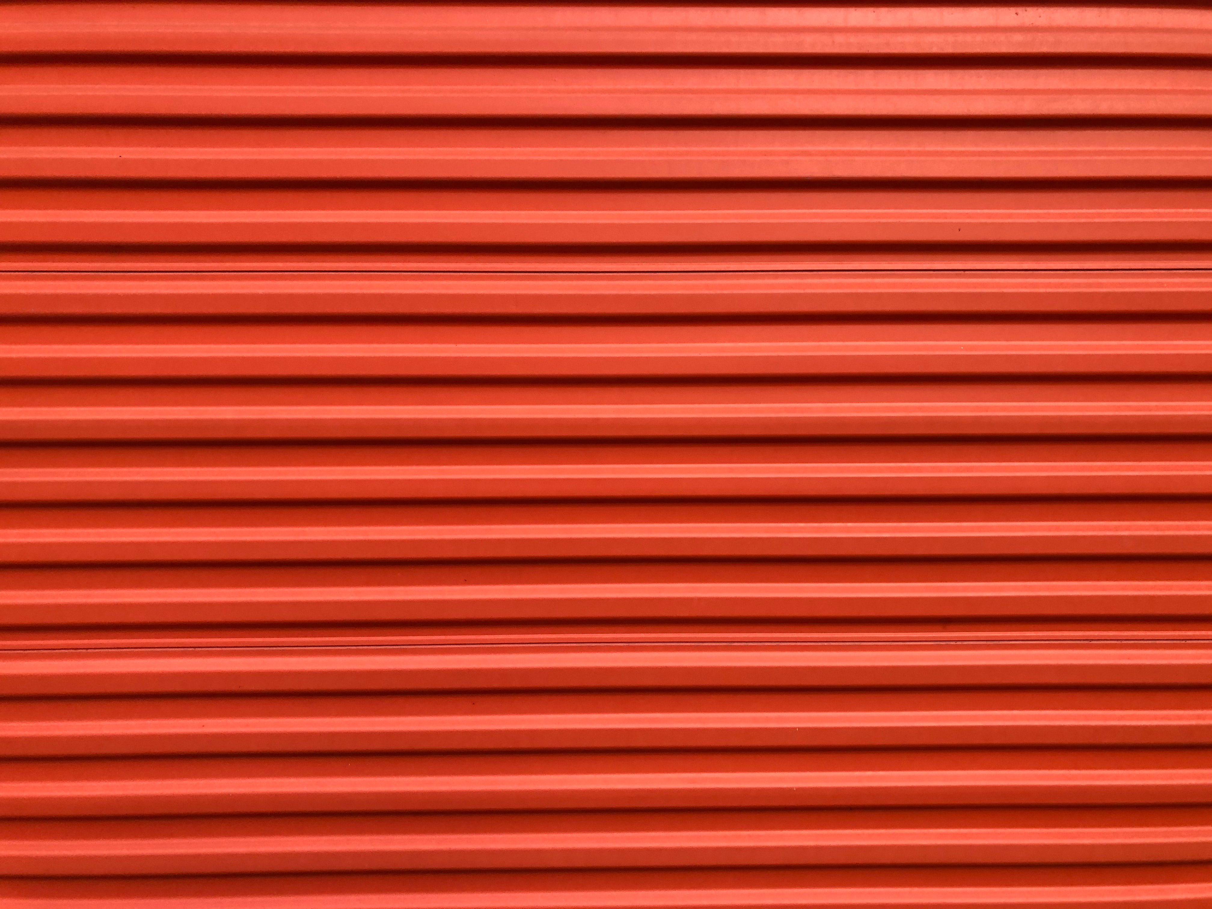 Red garage roller door - front on view